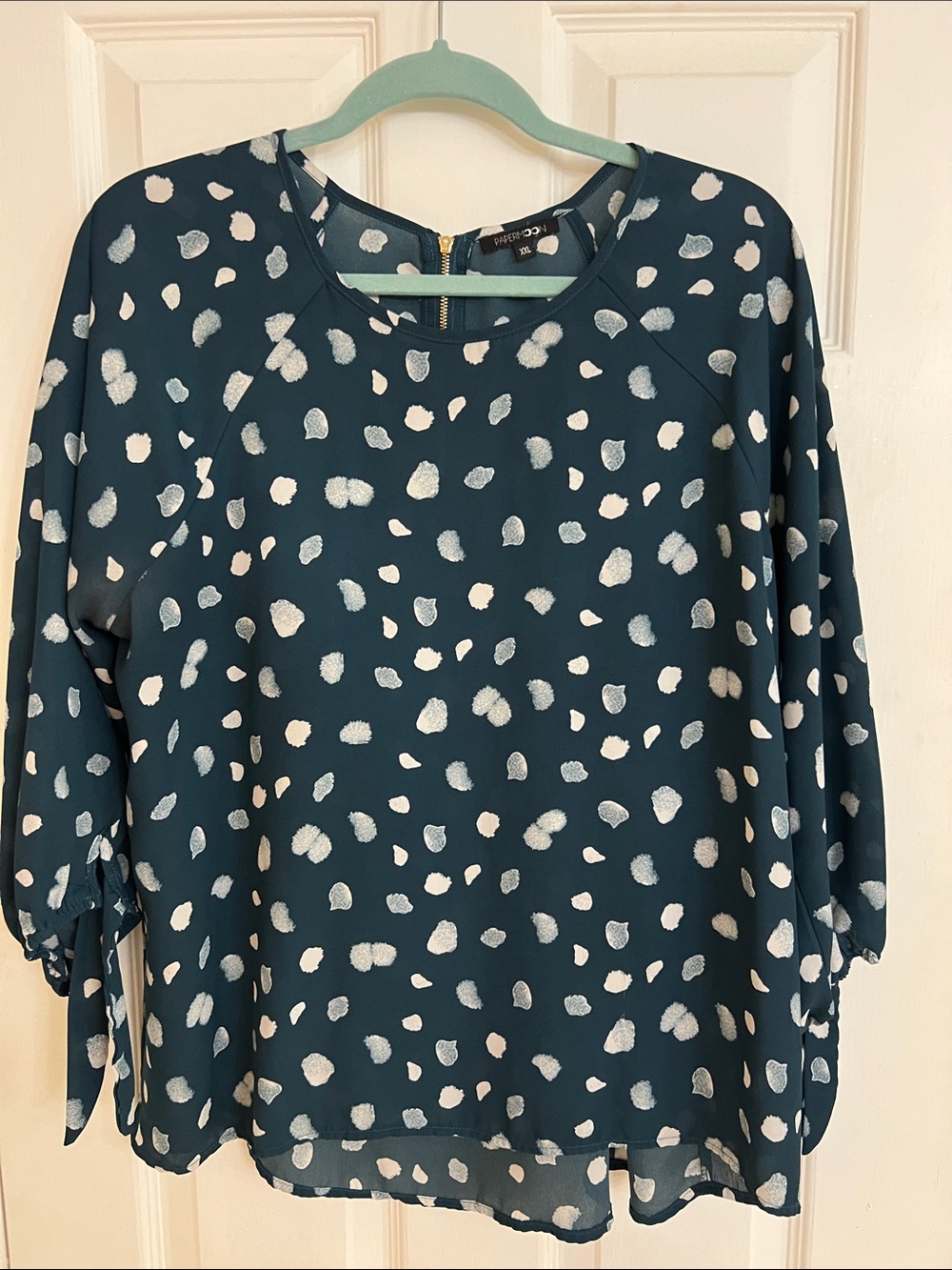 Papermoon Teal Blouse with Silver Dot Print